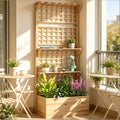 70-Inch Fir Wood Trellis Planter with Shelves