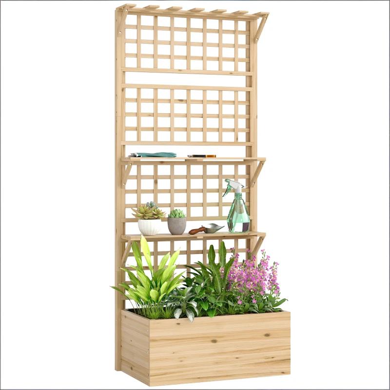 70-Inch Fir Wood Trellis Planter with Shelves – alternate product view 9