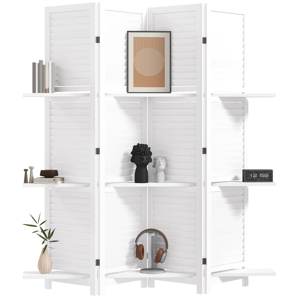 67-Inch 4-Panel White Room Divider with Shelves – alternate product view 11