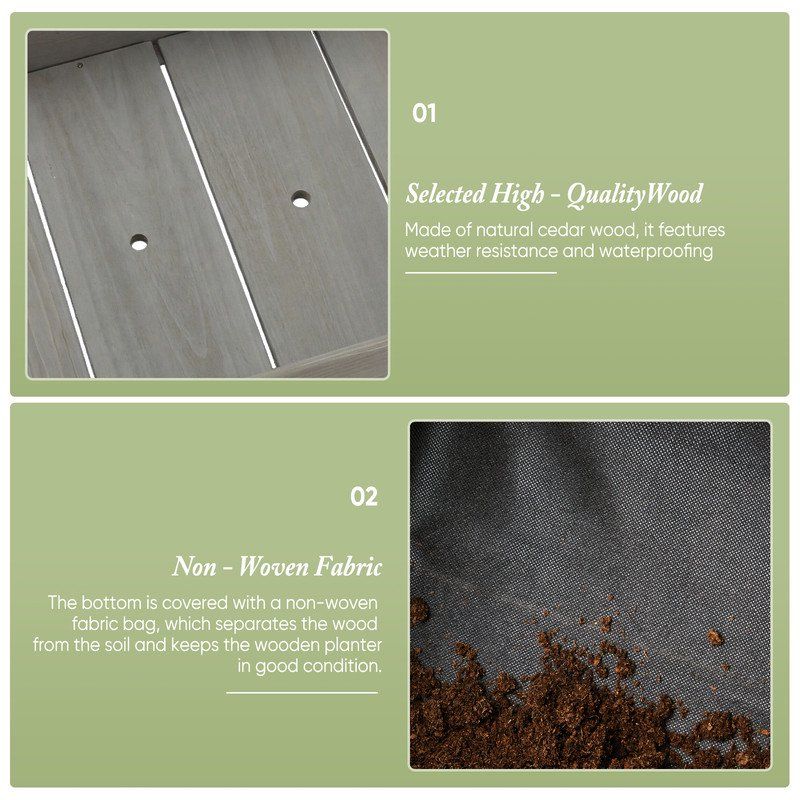 34-Inch Cedar Planter with Liner, Gray – product view 3 of 5