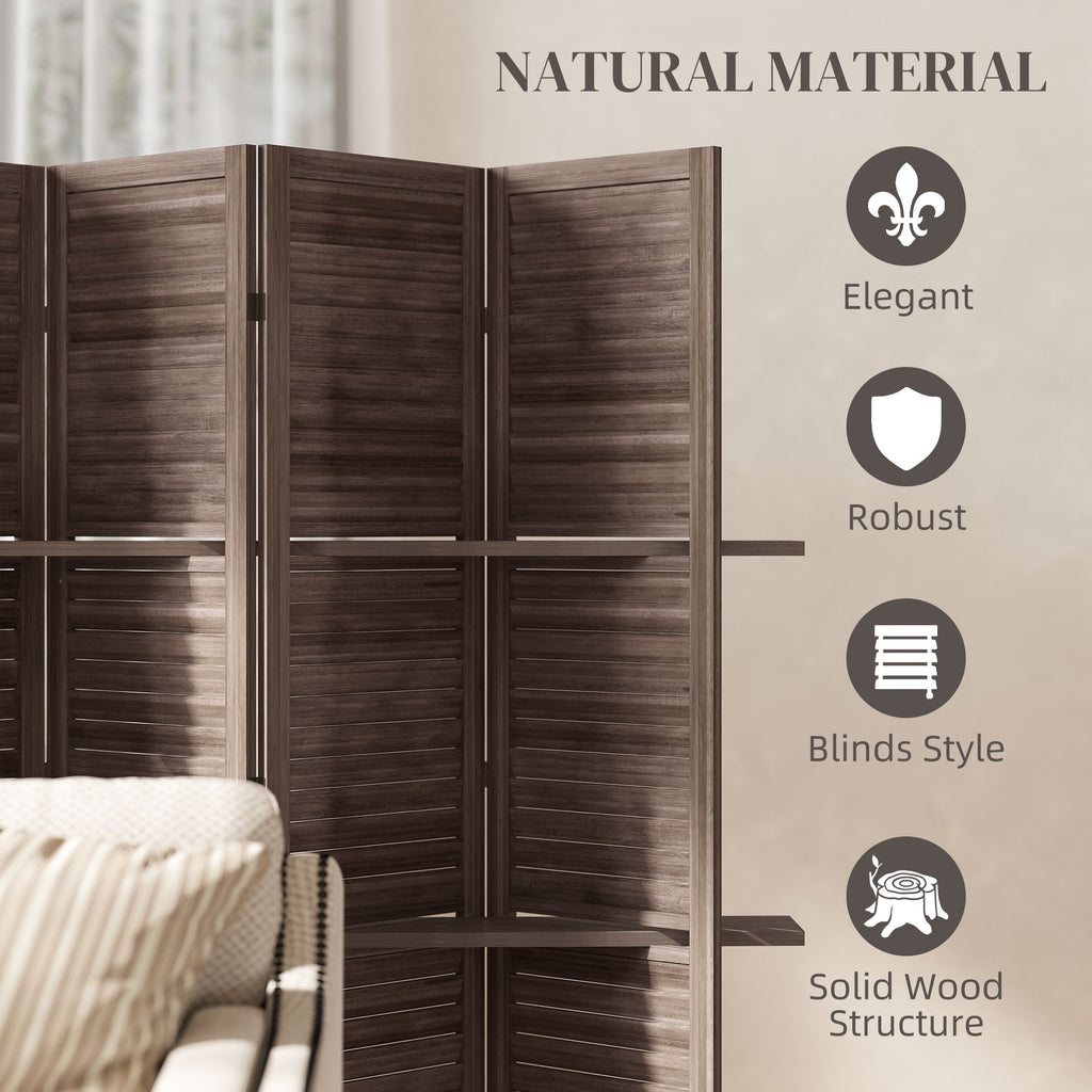 67-Inch 4-Panel Walnut Room Divider with Shelves – alternate product view 6