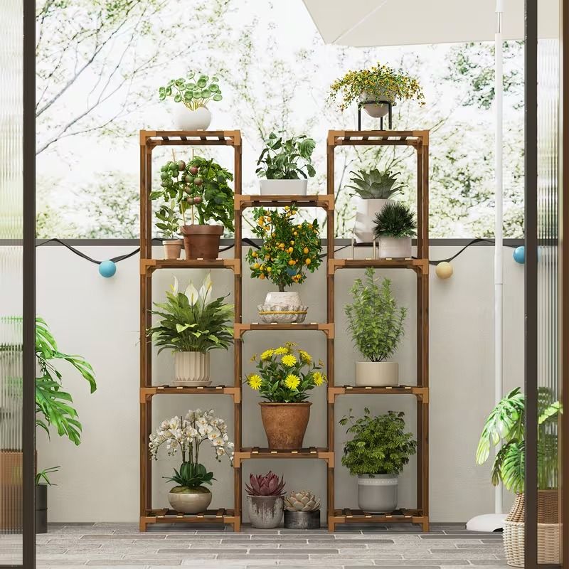 11-Tier Eucalyptus Corner Plant Stand – product view 2 of 9