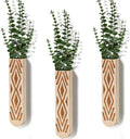 Set of 3 Boho Wood Wall Planters – main product view