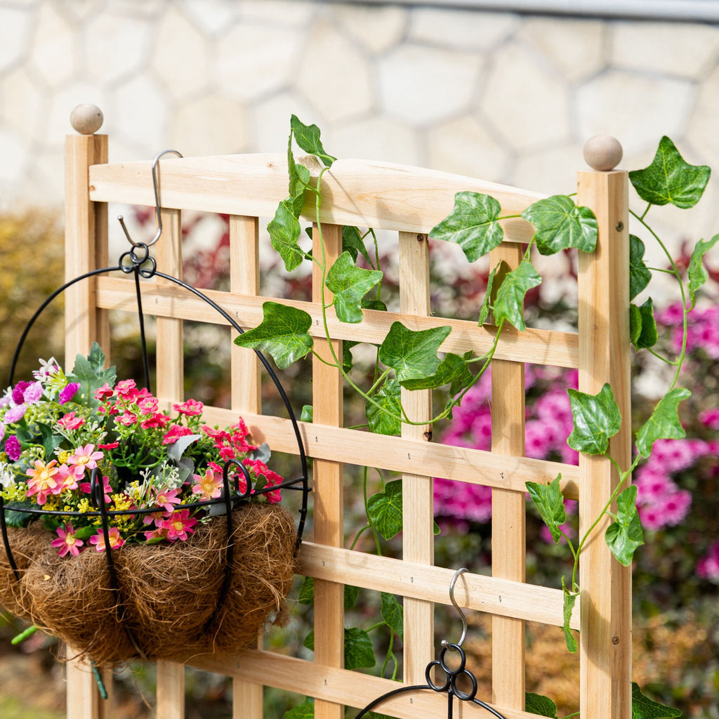 49-Inch Fir Wood Planter with Trellis, Natural – product view 10 of 12