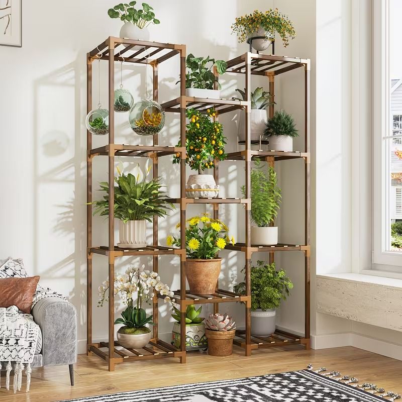 11-Tier Eucalyptus Corner Plant Stand – product view 7 of 9