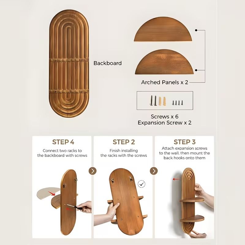 2-Tier Rustic Wood Wall Plant Shelf – product view 10 of 11
