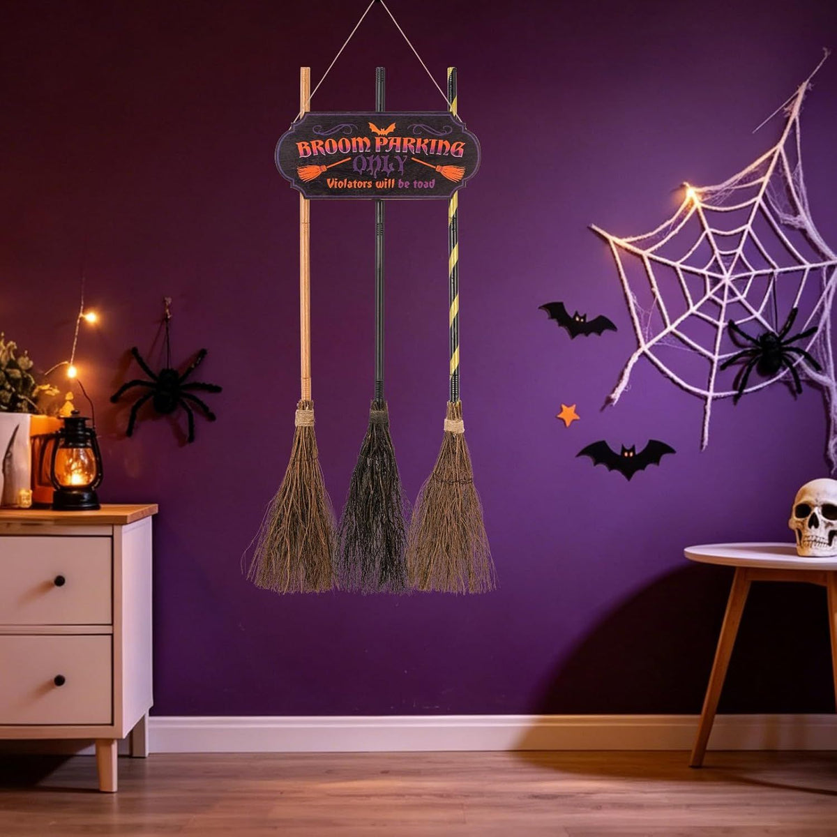 Halloween Broom Parking Sign with 3 Brooms – product view 6 of 16