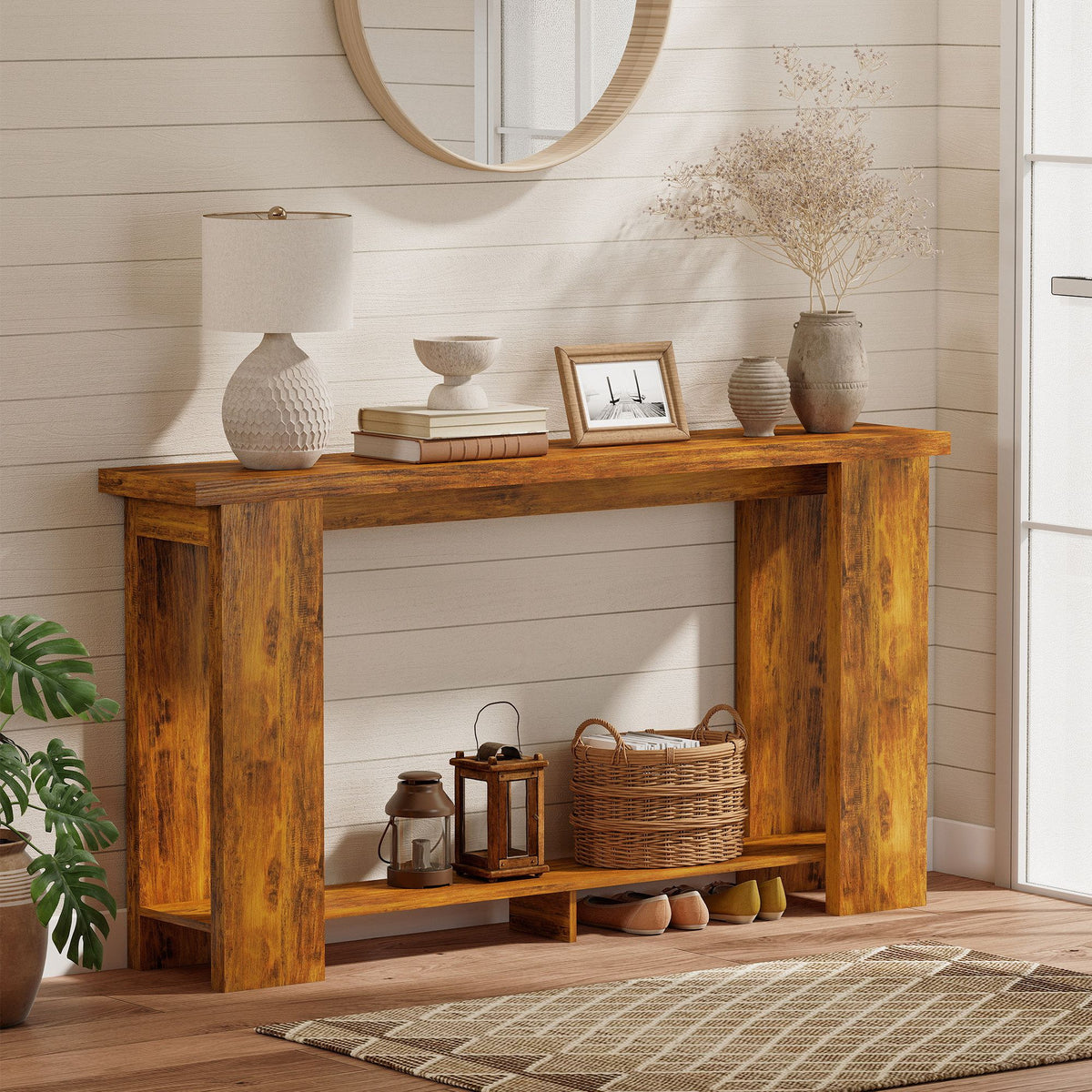 63-Inch Distressed Brown Console Table – product view 2 of 11