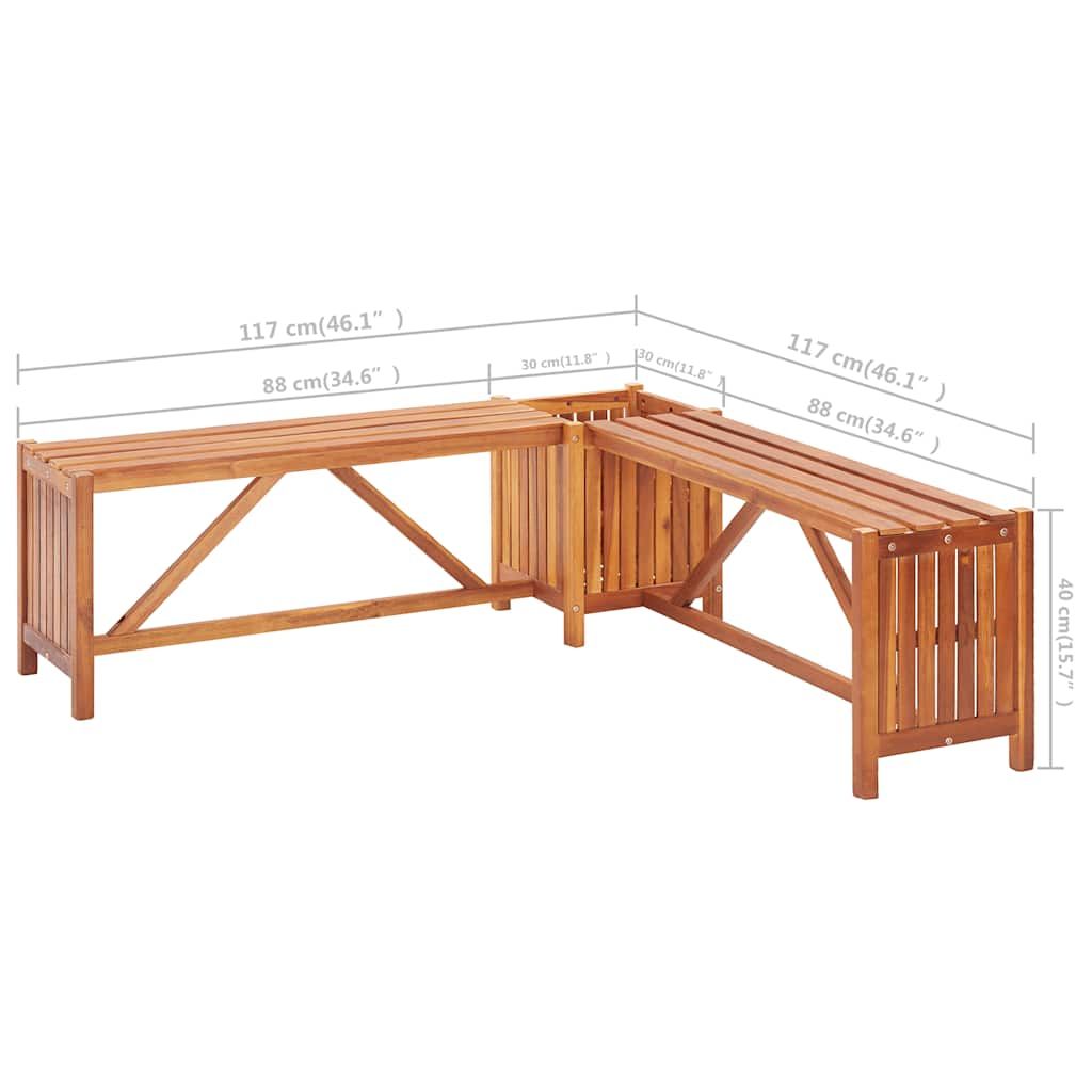 46-Inch Acacia Corner Bench with Planter – product view 9 of 9