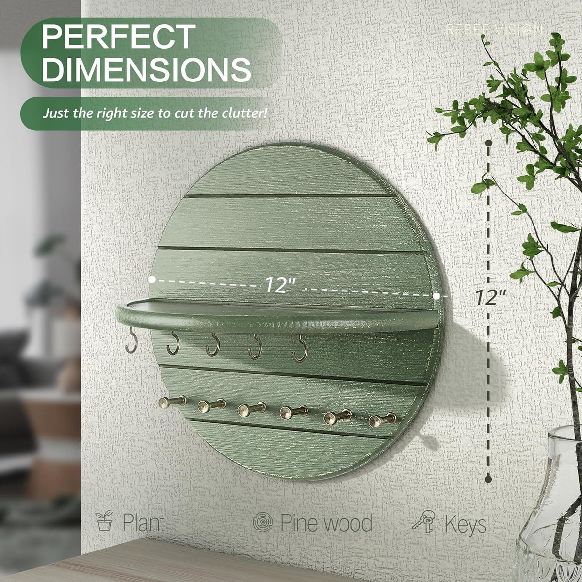 Pine Wood Wall Key and Mail Organizer – product view 4 of 5