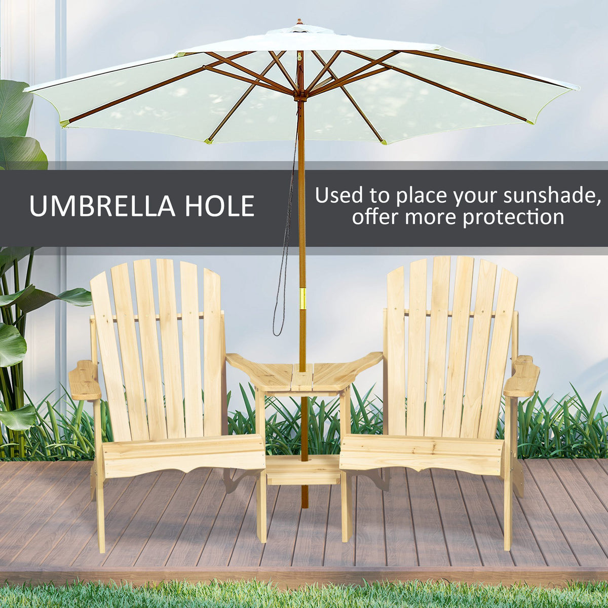 Set of 2 Adirondack Chairs with Center Table – product view 4 of 11