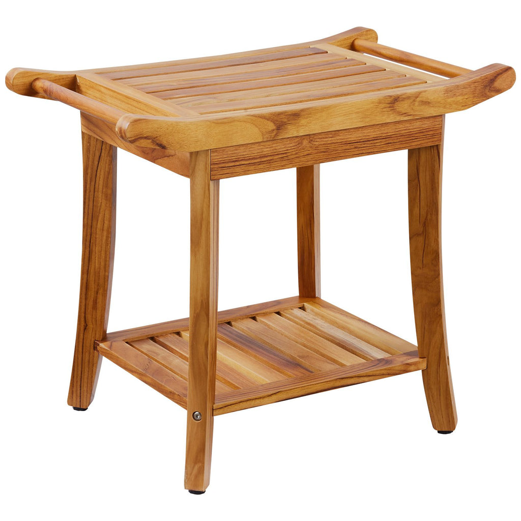 22-Inch Teak Shower Bench with Shelf – product view 11 of 12