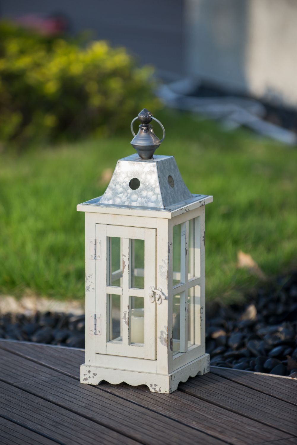Large Decorative Wooden Hurricane Lantern – product view 15 of 18