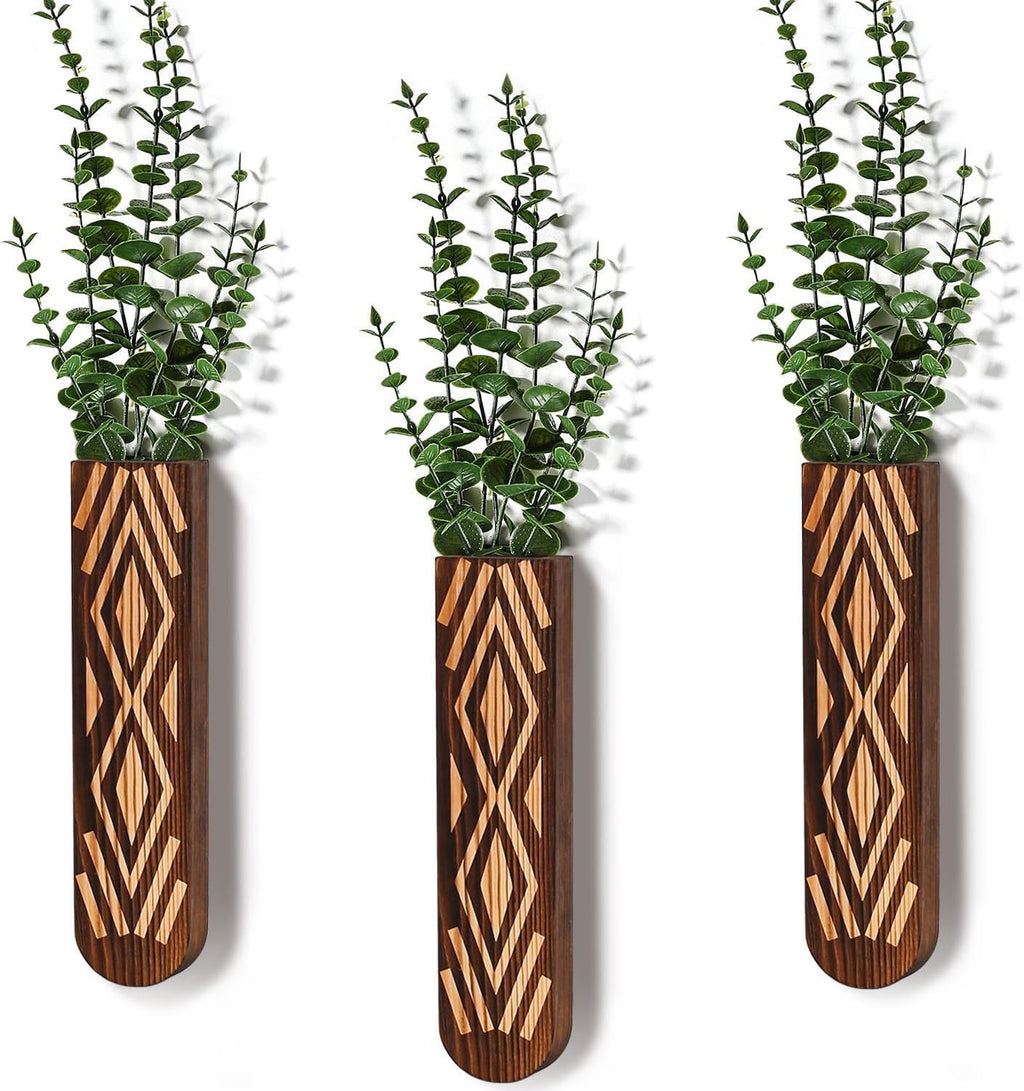 Set of 3 Semicircular Walnut Wall Planters – main product view