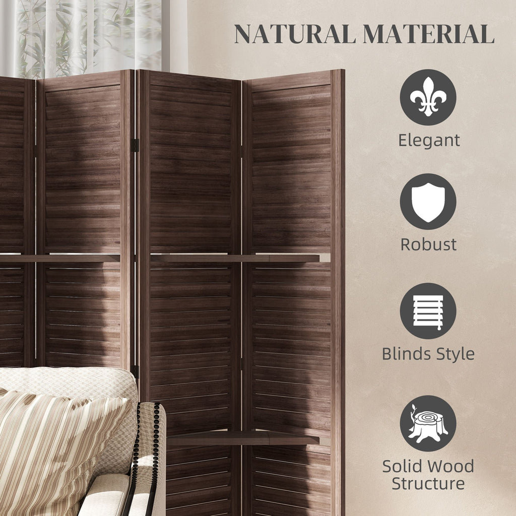 67-Inch 6-Panel Walnut Room Divider with Shelves – alternate product view 6