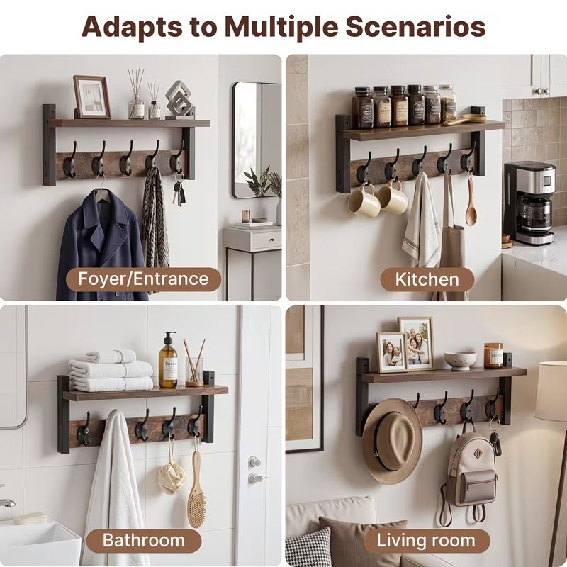 Wall-Mounted Coat Rack with Shelf – product view 3 of 14