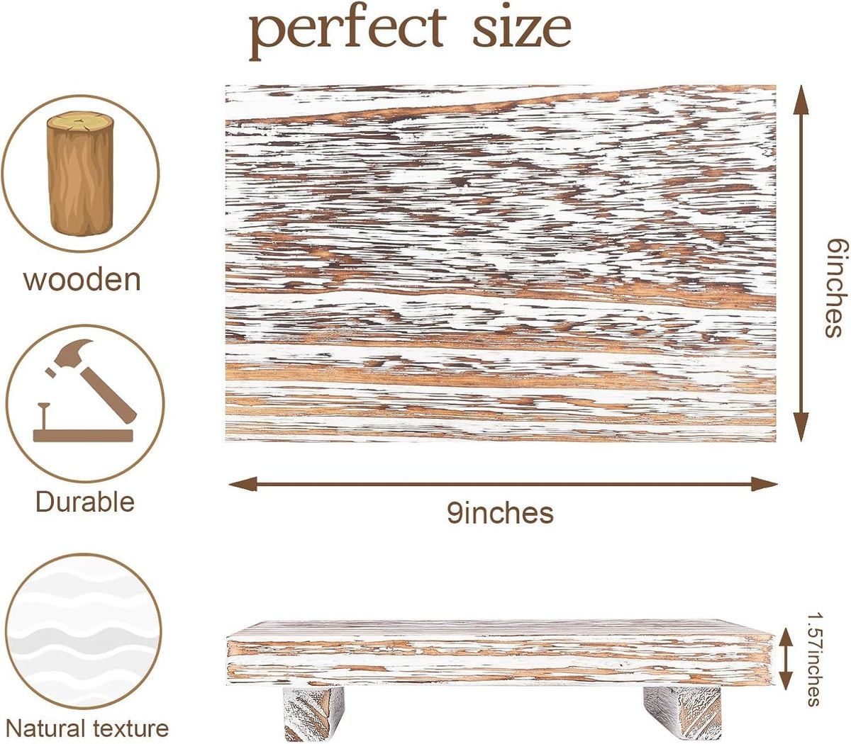 9-Inch Retro White Wood Pedestal Tray – product view 2 of 5