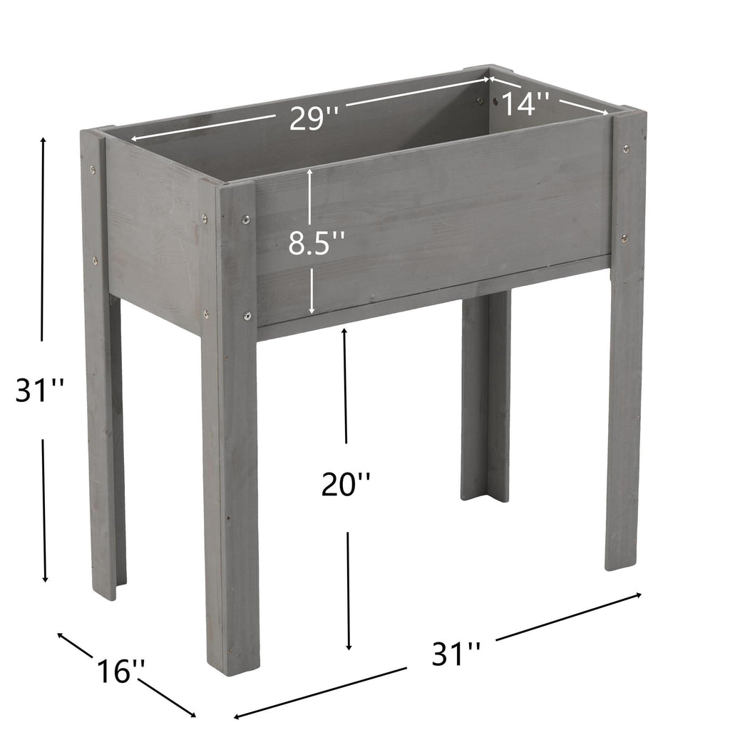 31-Inch Gray Elevated Wooden Planter – product view 3 of 5