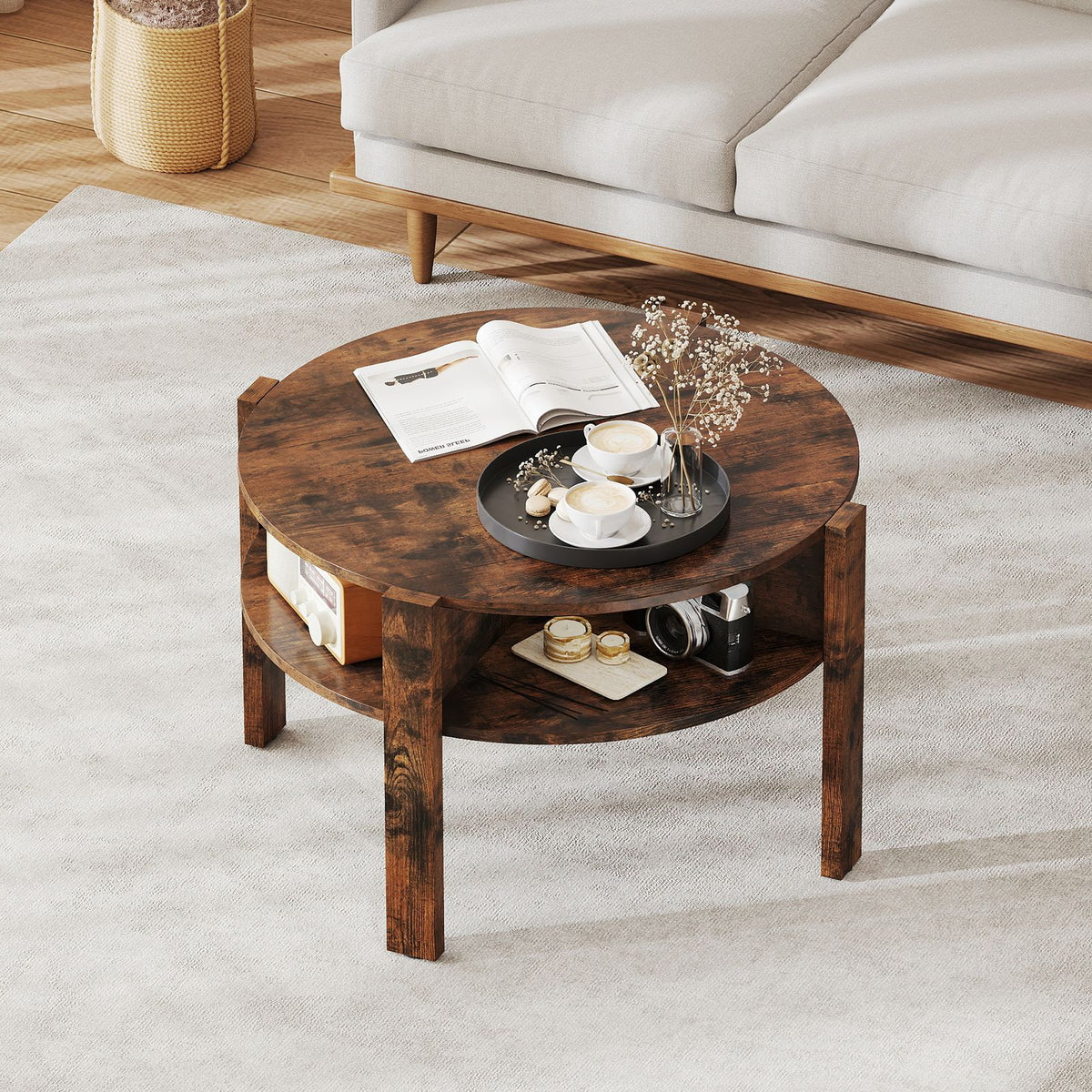 29.5-Inch Round Coffee Table with Storage – product view 2 of 10