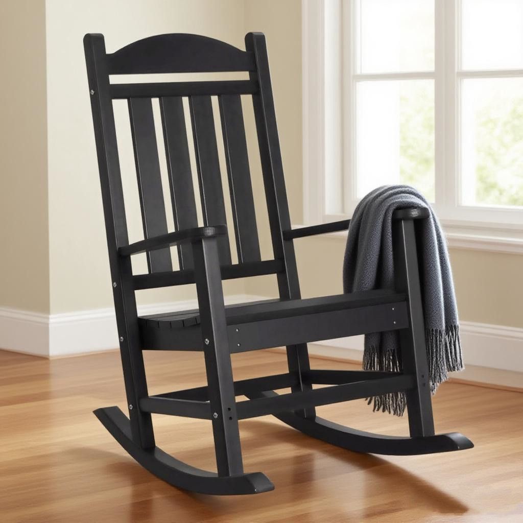 Black HDPE Adirondack Rocking Chair – product view 5 of 9