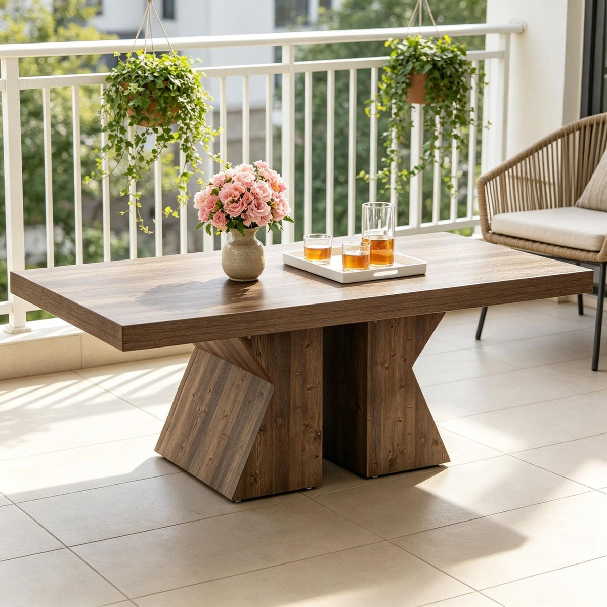 47-Inch Rustic Wood Coffee Table – main product view