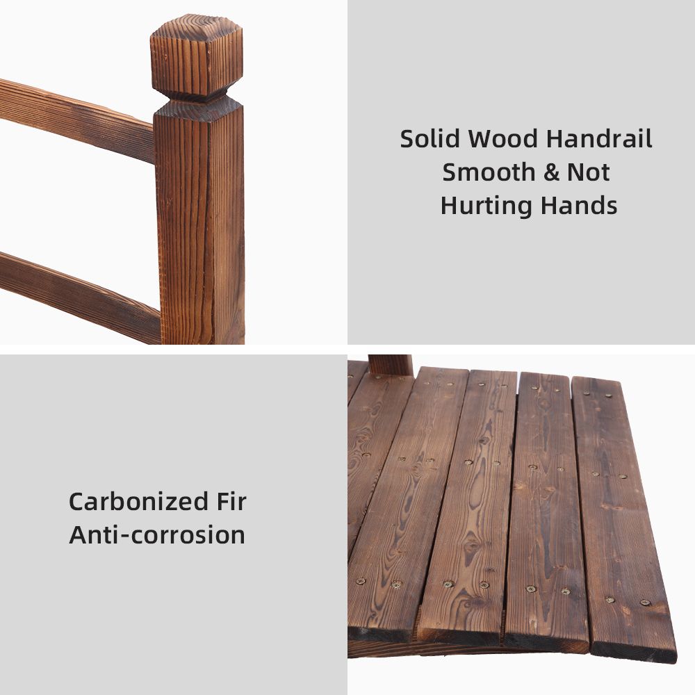 Carbonized Wood Decorative Garden Bridge – product view 3 of 14