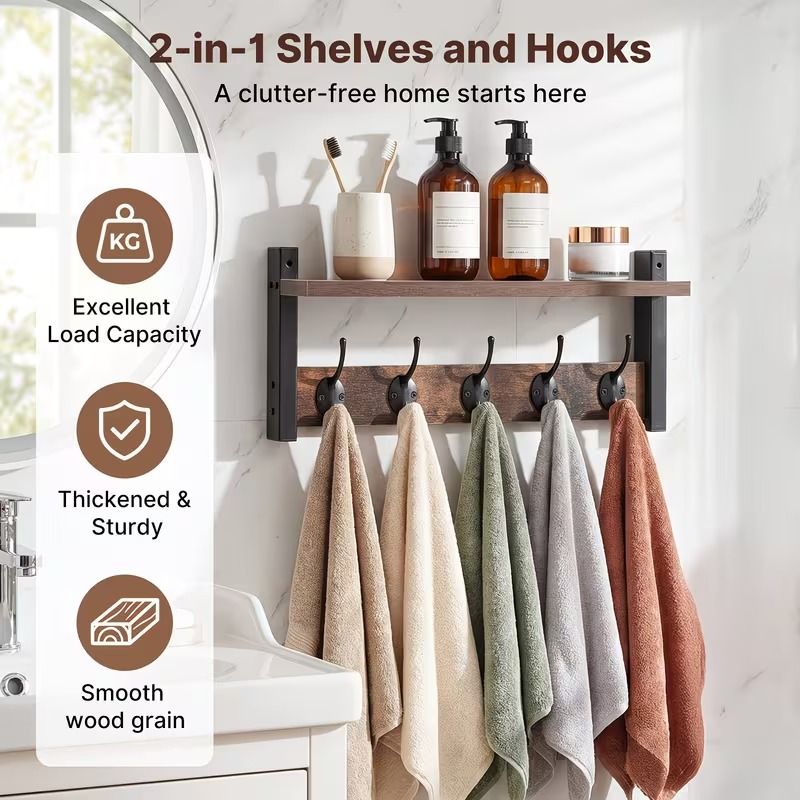Wall-Mounted Coat Rack with Shelf – product view 2 of 14