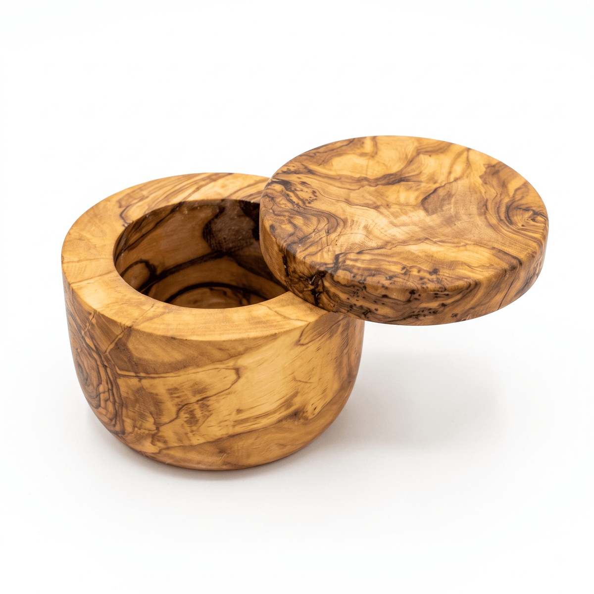 Olive Wood Salt Cellar with Swivel Lid – main product view