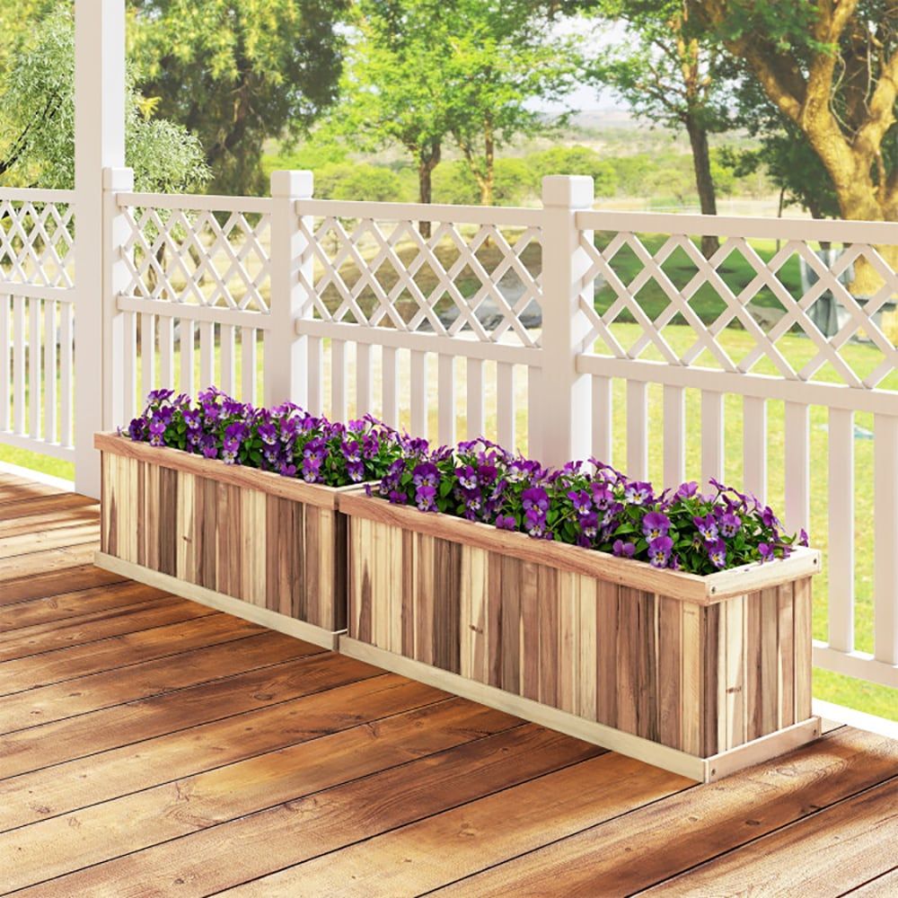 Acacia Wood Planter with Drainage and Removable Base – product view 4 of 10