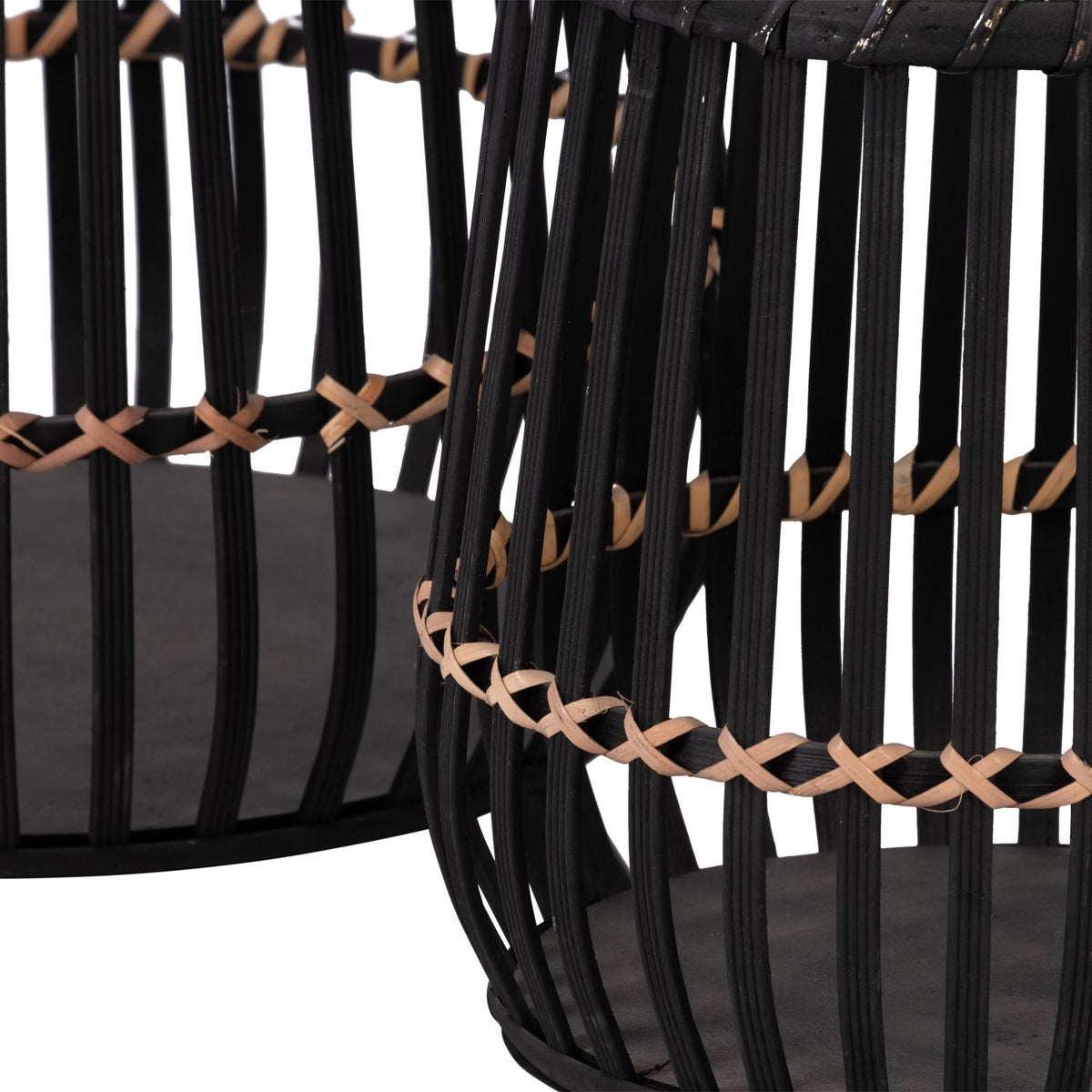 Set of 3 Black Bamboo Footed Planters – product view 5 of 7