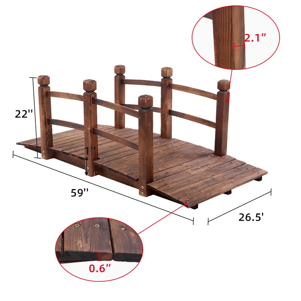 Carbonized Wood Decorative Garden Bridge – product view 2 of 14