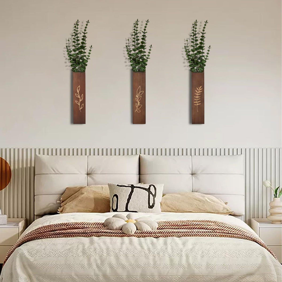 Set of 3 Dark Brown Boho Wall Planters – product view 4 of 4