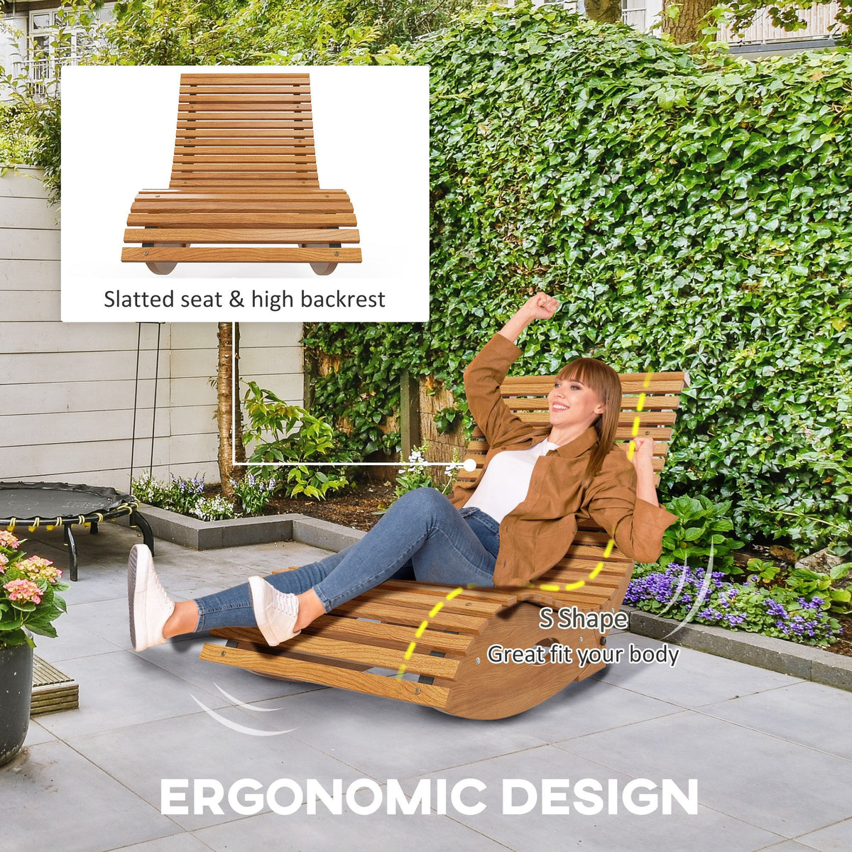 Teak Wood Outdoor Rocking Chair – product view 5 of 11