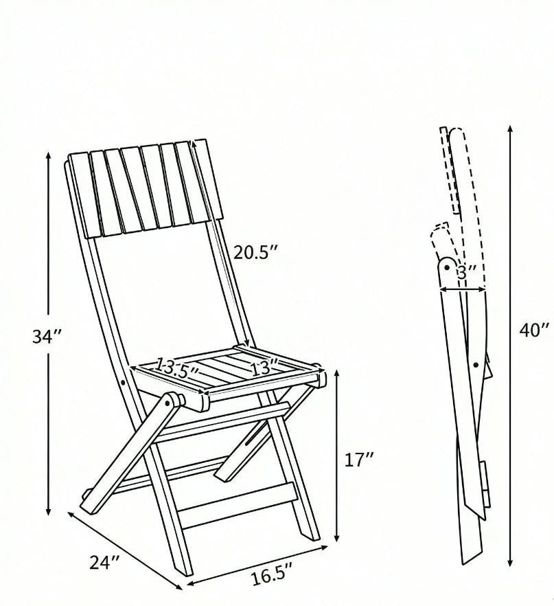 Set of 2 Folding Wood Dining Chairs – product view 2 of 6