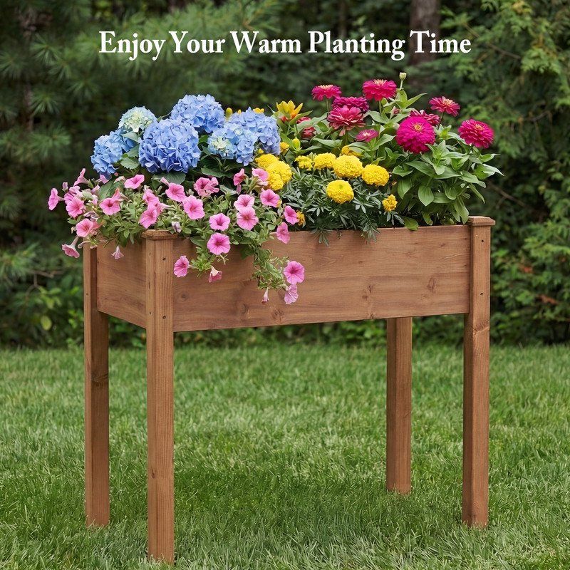 34-Inch Cedar Planter with Liner, Brown – product view 5 of 5