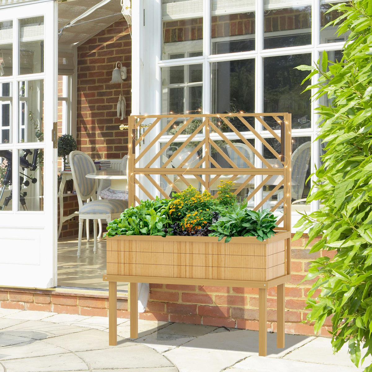 55-Inch Natural Fir Wood Planter with Trellis – product view 8 of 11