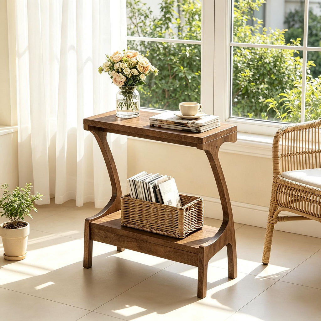 Narrow 2-Tier Wood End Table – main product view