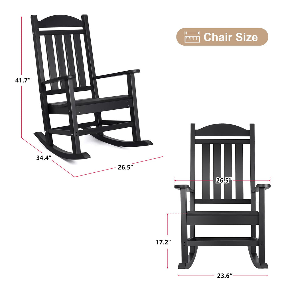 Black HDPE Adirondack Rocking Chair – product view 4 of 9