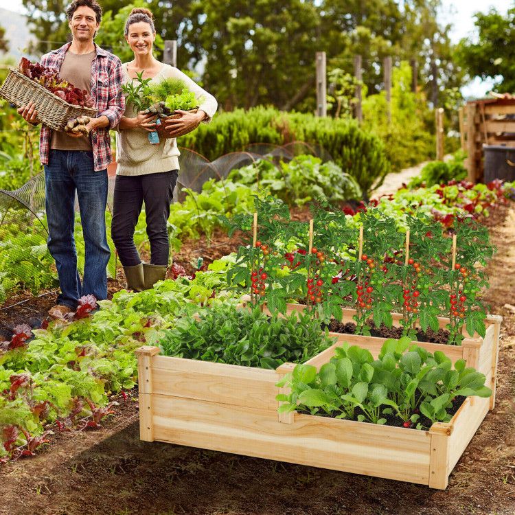 3-Tier Wooden Raised Garden Bed with Open Base – product view 8 of 10