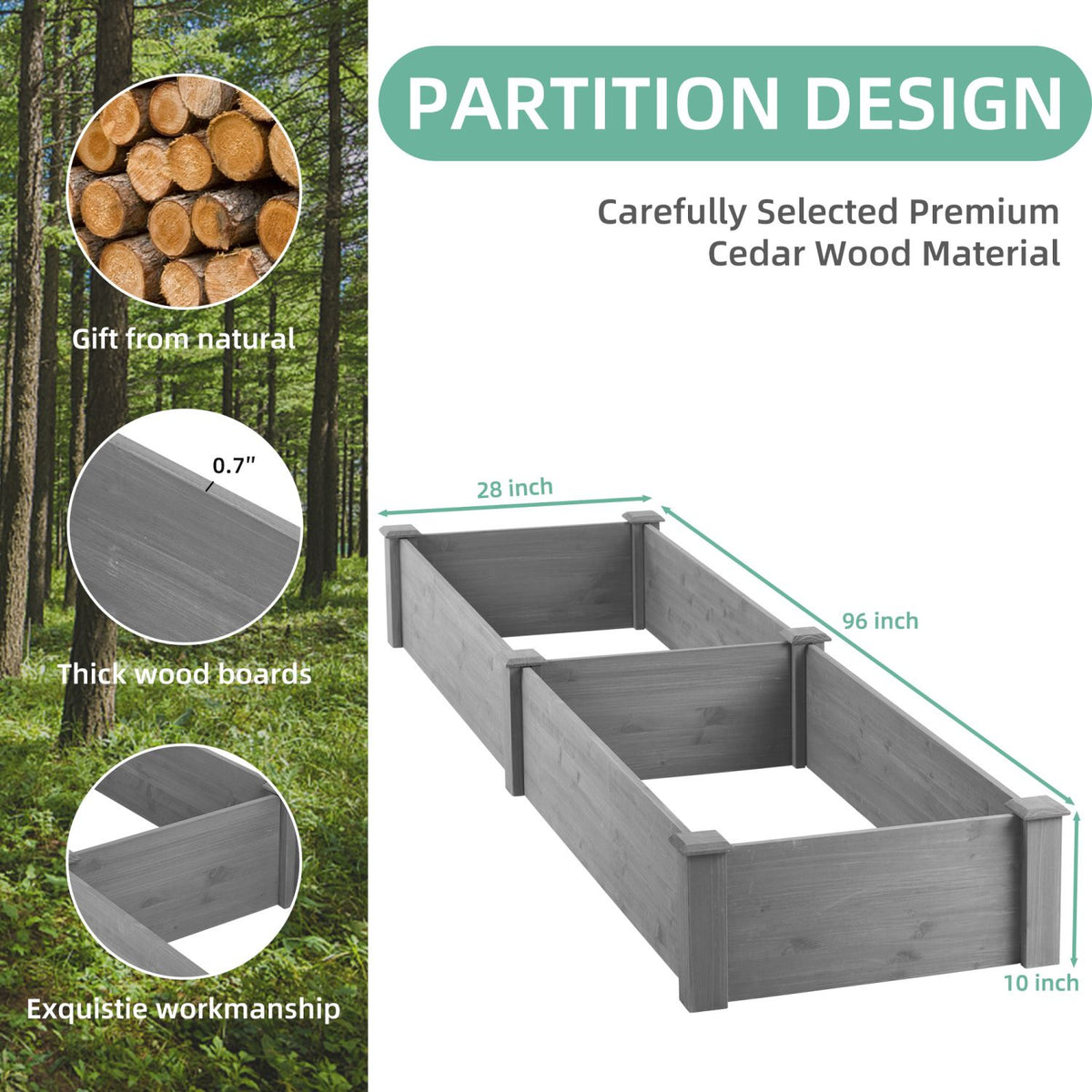 96-Inch Long Raised Garden Bed, Tool-Free Assembly – product view 4 of 15