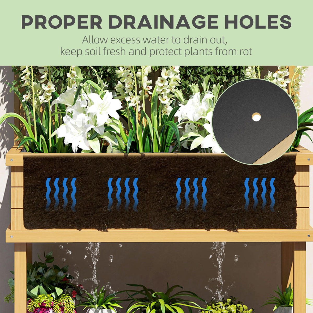 55-Inch Natural Fir Wood Planter with Trellis – product view 6 of 11