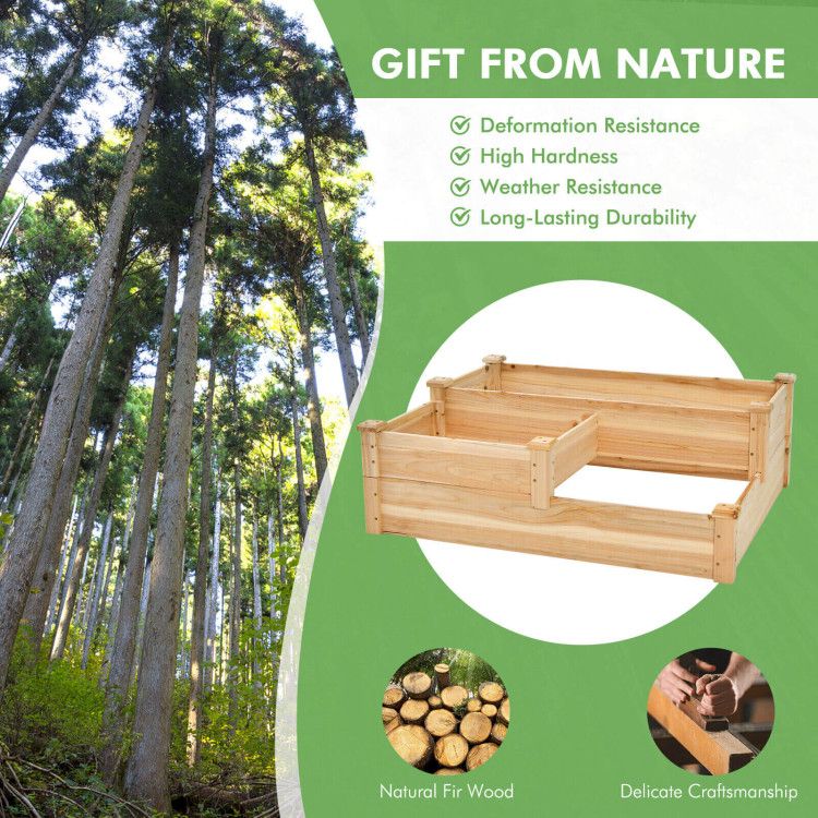 3-Tier Wooden Raised Garden Bed with Open Base – product view 9 of 10