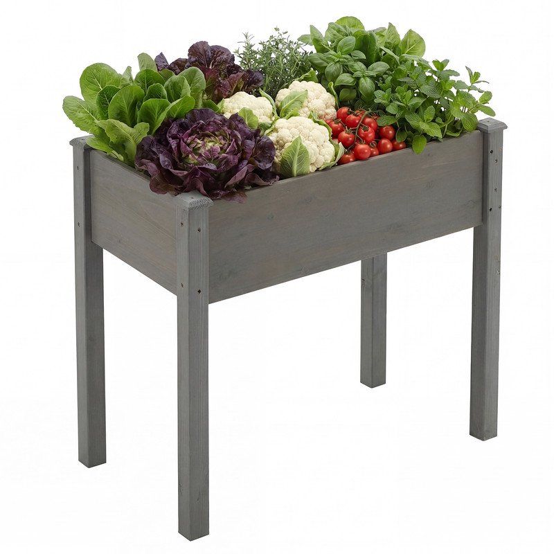 34-Inch Cedar Planter with Liner, Gray – main product view