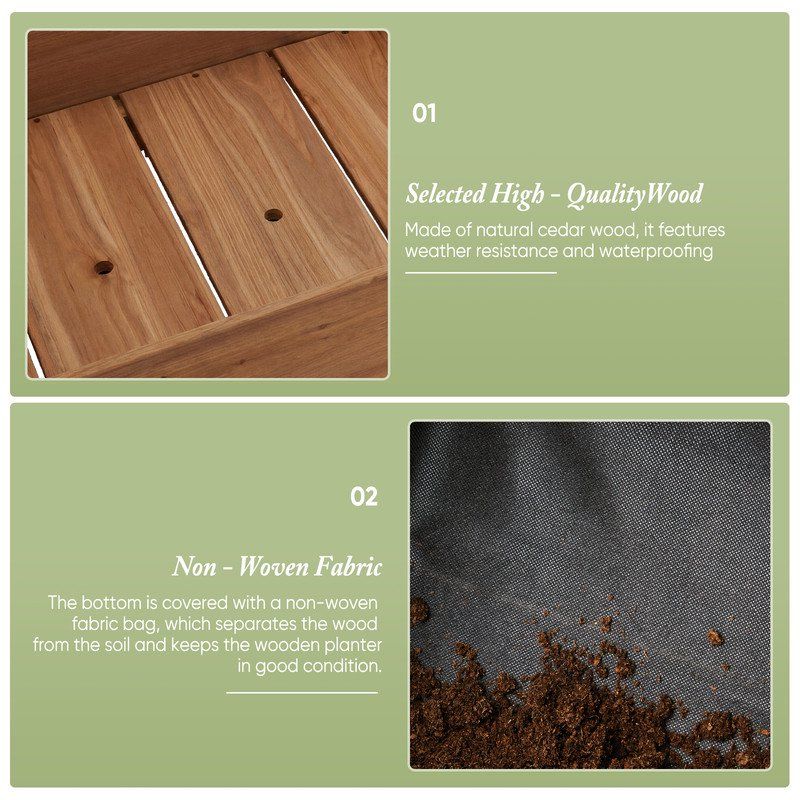 34-Inch Cedar Planter with Liner, Brown – product view 3 of 5