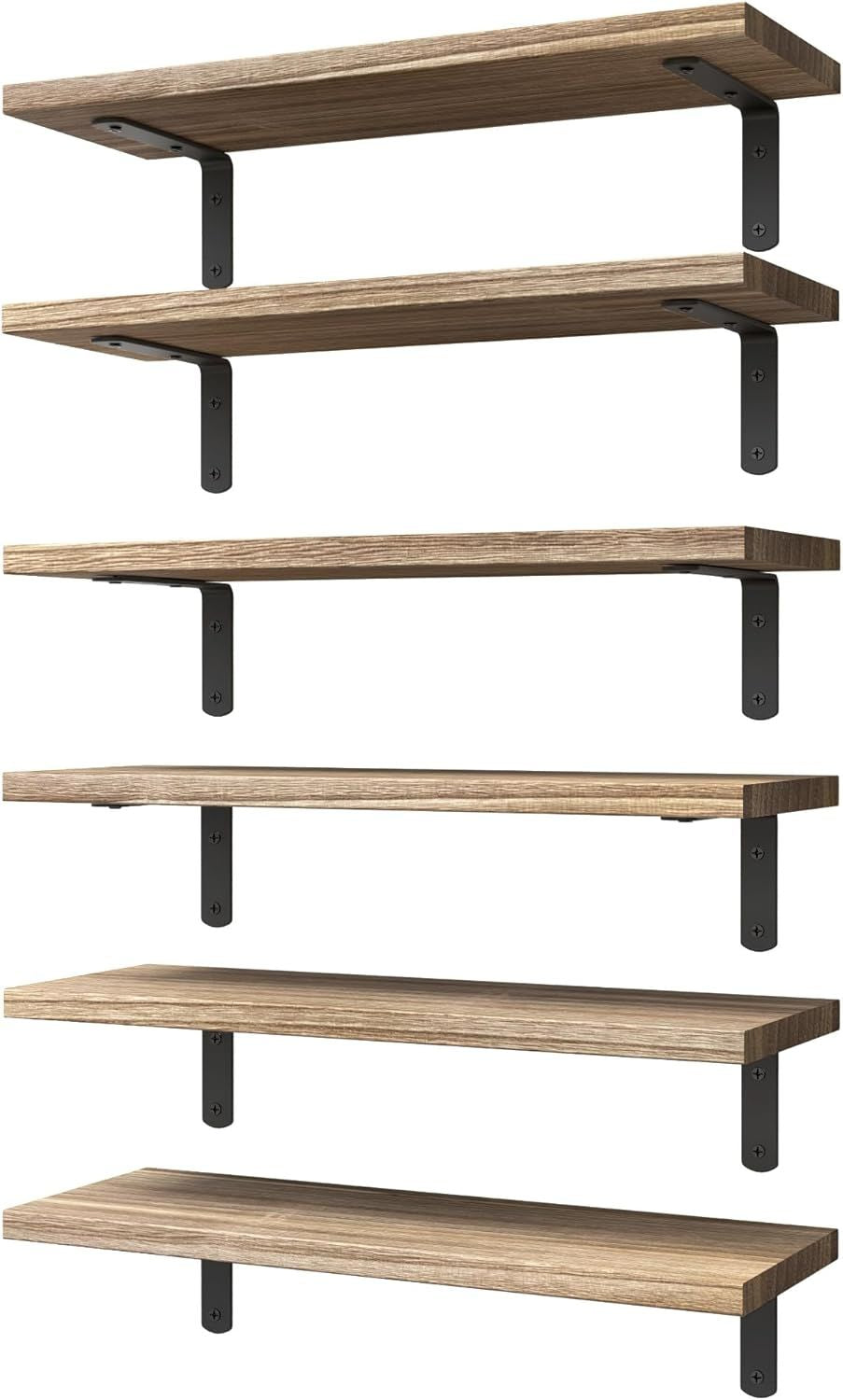 Set of 6 Vintage Brown Floating Shelves – main product view