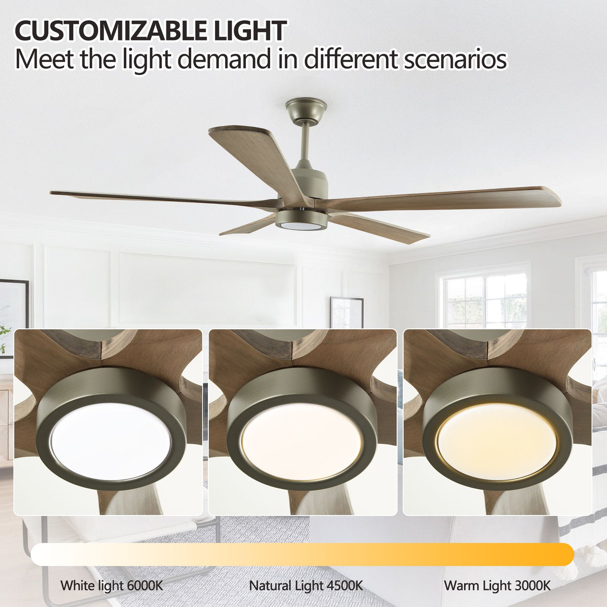 60-Inch Wood Ceiling Fan with Light and Remote – alternate product view 3