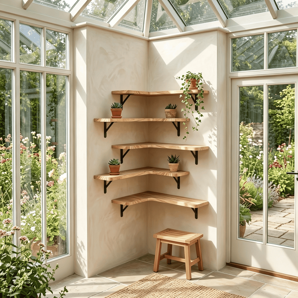 Set of 5 Matte Wood Corner Shelves – product view 6 of 6