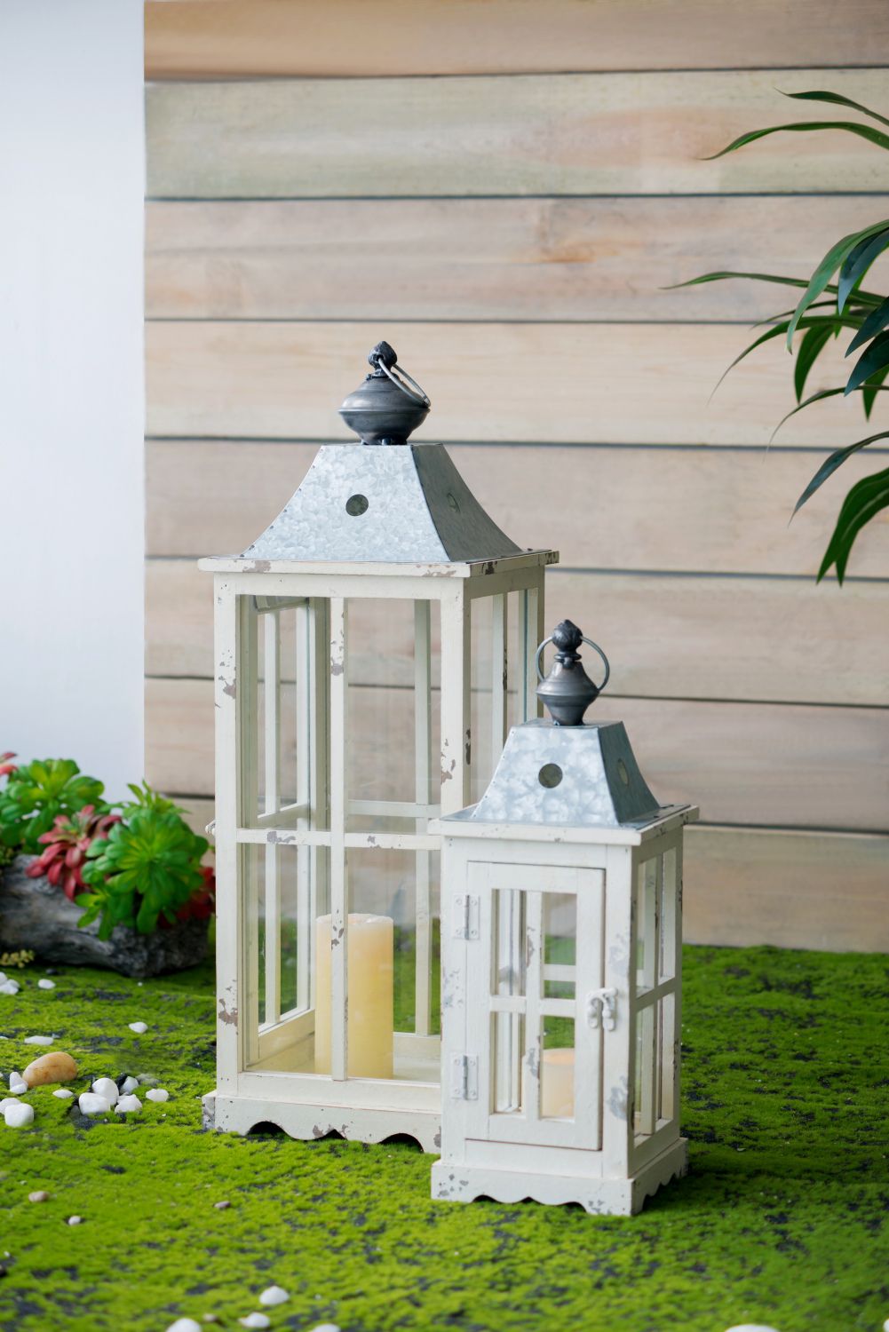 Large Decorative Wooden Hurricane Lantern – product view 12 of 18