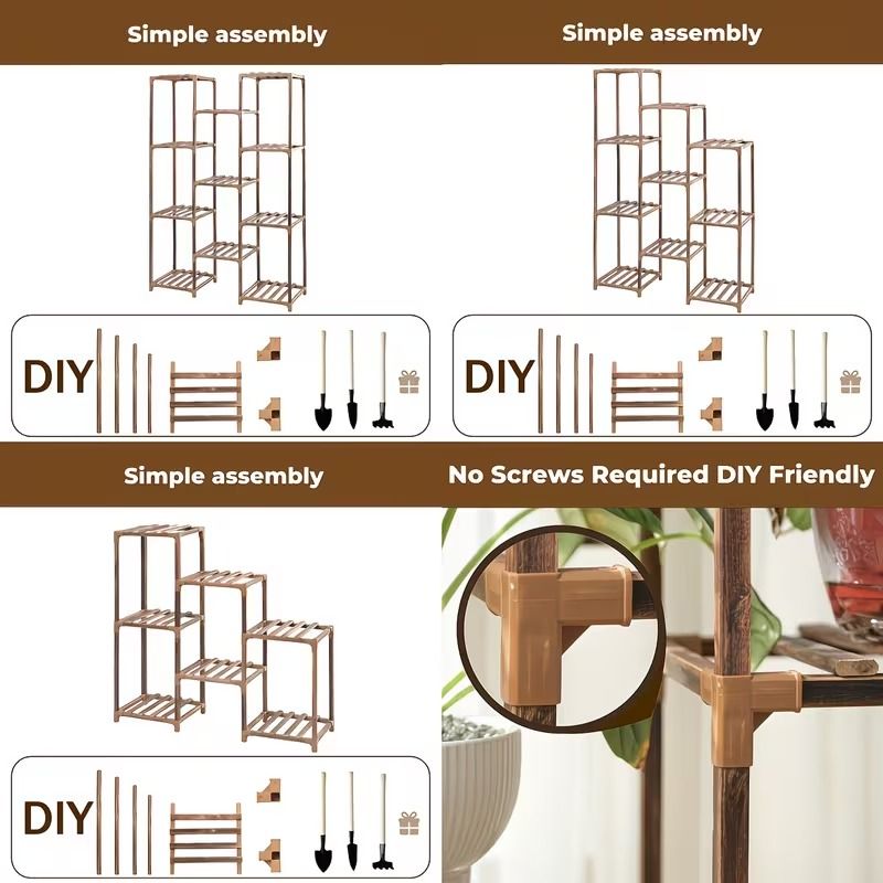 11-Tier Eucalyptus Corner Plant Stand – product view 5 of 9