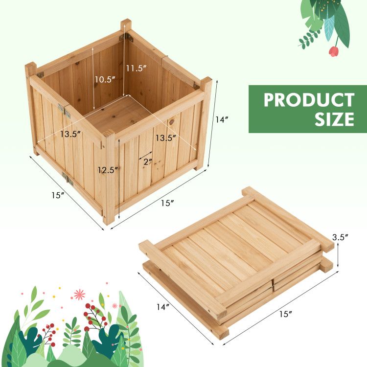 15-Inch Folding Fir Wood Planter – product view 4 of 10